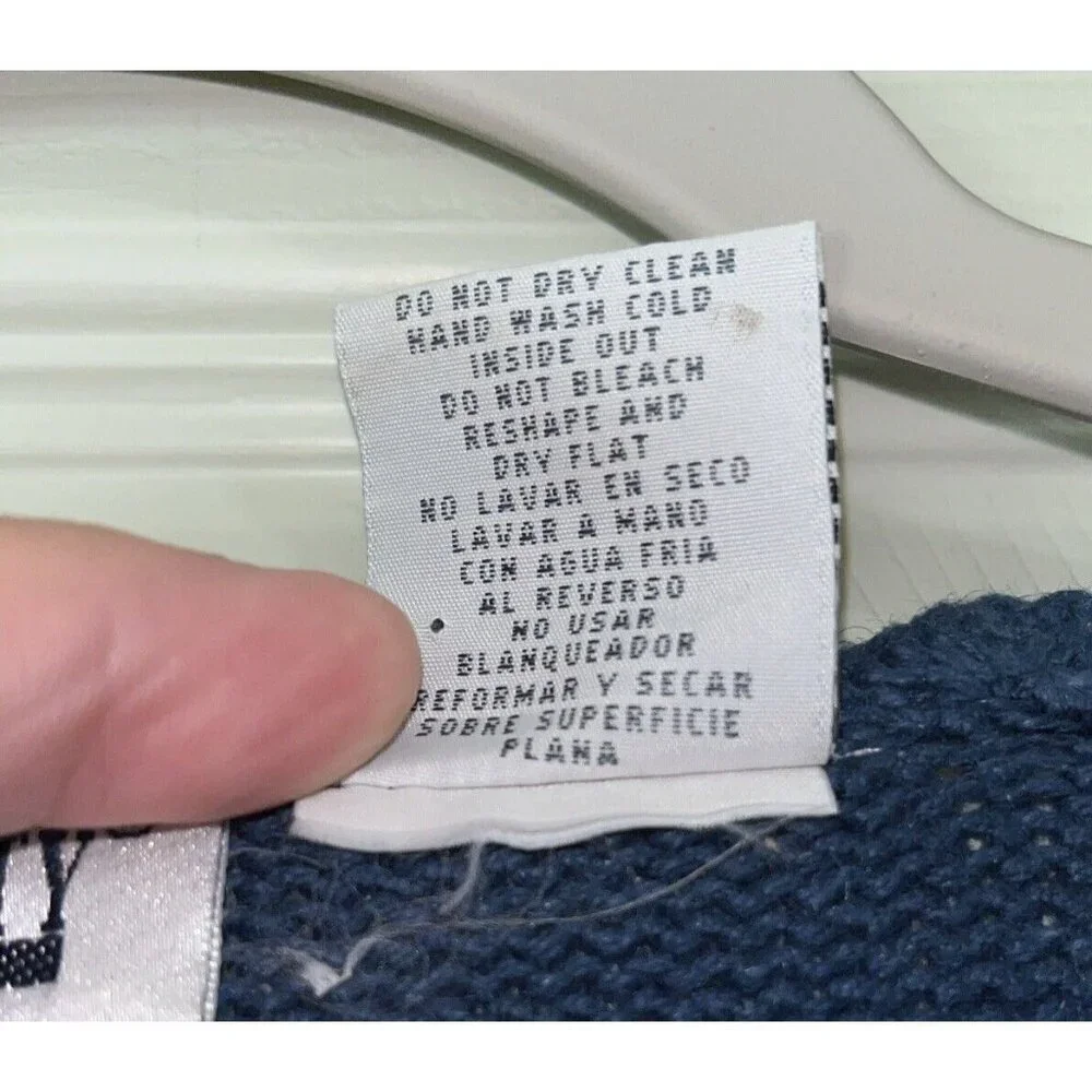 Capacity Woman Blue Embroidery Floral Rose Button Petite Medium Cardigan Sweater - Picture 4 of 15